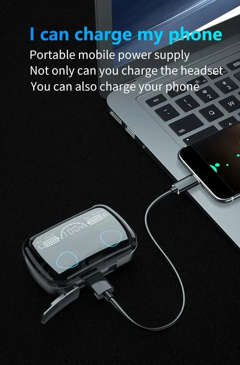 M10 Waterproof Earbuds – LED Display + Charging Case