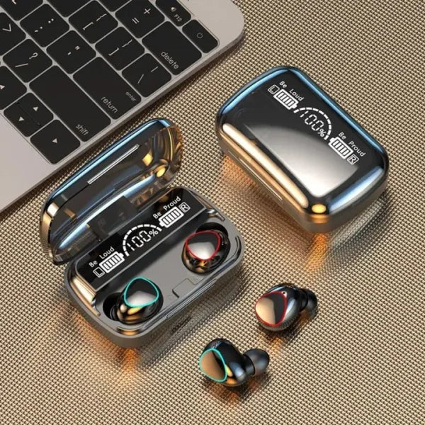 M10 Waterproof Earbuds – LED Display + Charging Case
