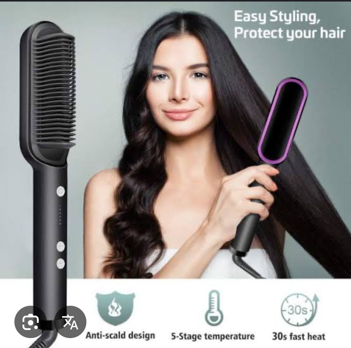 Ceramic Hair Brush – Fast Heating Comb Straightener