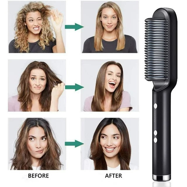 Ceramic Hair Brush – Fast Heating Comb Straightener