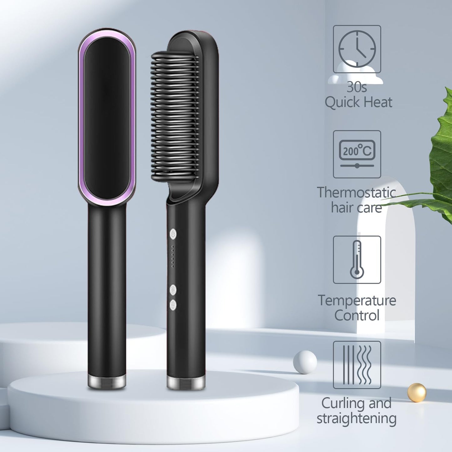 Ceramic Hair Brush – Fast Heating Comb Straightener
